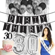 30th birthday party supplies: dirty thirty decorations for her- dirty 30 banner, sash, balloons, cake topper & more! логотип