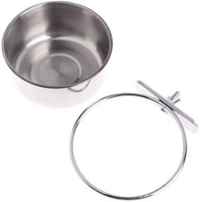 img 2 attached to QX-Pet Supplies Stainless Steel Bird Feeding Dish Cups with Clamp - Ideal for Macaw, African Greys, Budgies, Parakeet, Cockatiels, Conure, Lovebird, Finch - Small Animal Cage Bowl for Food and Water