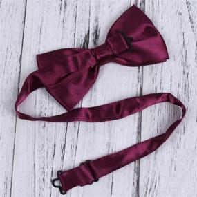 img 2 attached to 🎩 Adjustable Pre-Tied Bowtie for Weddings - Burgundy Men's Accessories in Ties, Cummerbunds & Pocket Squares