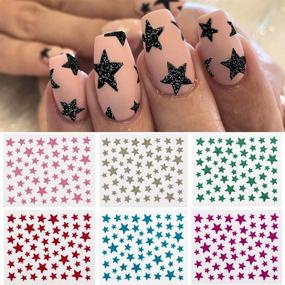 img 3 attached to 💅🌟 Красочные наклейки для дизайна ногтей с звездами: блестящие 3D самоклеящиеся украшения для яркого маникюра - 10 листов