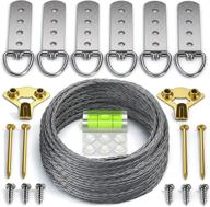 📸 110 lbs heavy duty picture wire hanging kit - d-ring, screws, hanging hooks, level - 50+ feet (15.25m) stainless steel wire hanger логотип