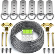 📸 110 lbs heavy duty picture wire hanging kit - d-ring, screws, hanging hooks, level - 50+ feet (15.25m) stainless steel wire hanger logo