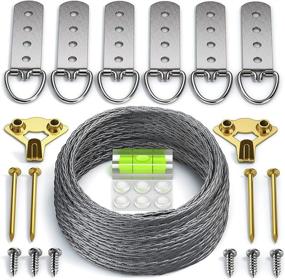 img 4 attached to 📸 110 lbs Heavy Duty Picture Wire Hanging Kit - D-Ring, Screws, Hanging Hooks, Level - 50+ Feet (15.25M) Stainless Steel Wire Hanger