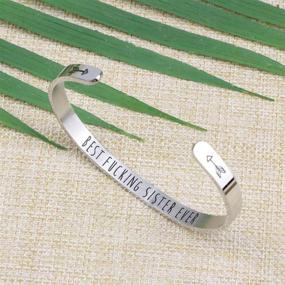 img 2 attached to Sister Bracelet Personalized Birthday Jewelry: The Perfect BFF Gift for Women with Engraved Mantra Cuff Bangle