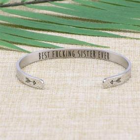 img 3 attached to Sister Bracelet Personalized Birthday Jewelry: The Perfect BFF Gift for Women with Engraved Mantra Cuff Bangle