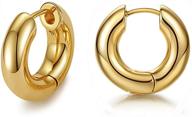 💛 14k gold plated small chunky huggie hoop earrings for women and girls - tiny thick gold hoops logo