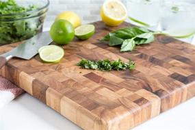 img 2 attached to 🔪 Ironwood Gourmet 28218: Premium Acacia Wood Square Charleston End Grain Chef's Board (14") - High-Quality & Stylish!