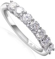 💍 sparkling moissanite wedding band in 18k white gold plated 925 sterling silver - elegant 0.7ct d color vvs1 lab created diamond half eternity stackable ring for women logo