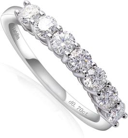 img 4 attached to 💍 Sparkling Moissanite Wedding Band in 18K White Gold Plated 925 Sterling Silver - Elegant 0.7ct D Color VVS1 Lab Created Diamond Half Eternity Stackable Ring for Women