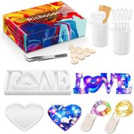 🎨 create stunning epoxy resin crafts with richoose 38pcs diy resin silicone casting molds set and love sign word heart shape mold – complete with 36pcs making tools for exquisite home table decor logo