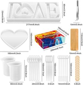 img 3 attached to 🎨 Create Stunning Epoxy Resin Crafts with Richoose 38Pcs DIY Resin Silicone Casting Molds Set and Love Sign Word Heart Shape Mold – Complete with 36Pcs Making Tools for Exquisite Home Table Decor
