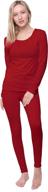 🔥 warm and cozy women's thermal underwear set: outland soft fleece lining 2pc top & leggings long johns logo