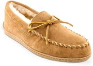 men's minnetonka golden sheepskin hardsole moccasin shoes: uncompromising comfort and style logo