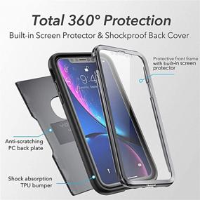 img 3 attached to 📱 YOUMAKER Metallic iPhone XR Case, Full Body Rugged with Built-in Screen Protector, Slim Fit Shockproof Cover for iPhone XR 6.1 Inch - Black