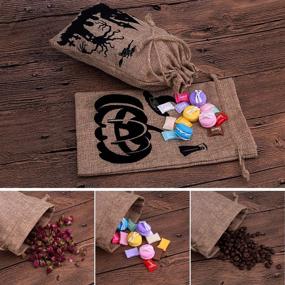 img 1 attached to 🎃 LUTER 9.8"x5.8" Halloween Burlap Bags - Trick or Treat Hessian Drawstring Gift Bags (10 Pack) for Party Candy, Cookies, Goodie Favors