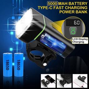 img 1 attached to 🚴 Enhanced 4000 Lumens USB Rechargeable Bike Headlight with LCD Power Display - Super Bright Front Light for Cycling, 8 Modes, IP65 Waterproof, 5000mAh Battery, 12 Hours Runtime