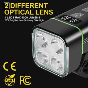 img 3 attached to 🚴 Enhanced 4000 Lumens USB Rechargeable Bike Headlight with LCD Power Display - Super Bright Front Light for Cycling, 8 Modes, IP65 Waterproof, 5000mAh Battery, 12 Hours Runtime