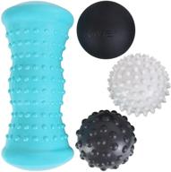 vive massage ball set (4 piece) - ultimate foot pain hot/cold therapy kit for plantar fasciitis, heel spur, sore muscles - trigger point relief, full body circulation roller - pt spike massager logo