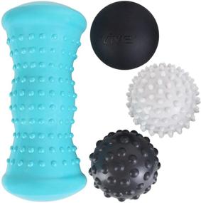 img 4 attached to Vive Massage Ball Set (4 Piece) - Ultimate Foot Pain Hot/Cold Therapy Kit for Plantar Fasciitis, Heel Spur, Sore Muscles - Trigger Point Relief, Full Body Circulation Roller - PT Spike Massager