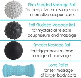 img 1 attached to Vive Massage Ball Set (4 Piece) - Ultimate Foot Pain Hot/Cold Therapy Kit for Plantar Fasciitis, Heel Spur, Sore Muscles - Trigger Point Relief, Full Body Circulation Roller - PT Spike Massager