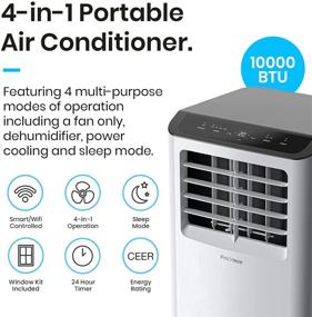 img 3 attached to 🌬️ Pro Breeze 10,000 BTU Portable Smart Air Conditioner - 1130W with 4-in-1 Function, 300 Sq Ft Coverage, 24 Hour Timer & Window Venting Kit - Powerful AC Unit with Wifi & App Control