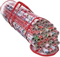 🎁 propik gift wrap organizer: wrapping paper storage bag for 24 rolls - 40 inch long holiday papers, heavy duty clear pvc with handles (red & clear) logo