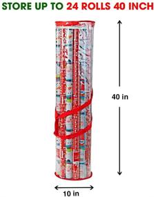 img 2 attached to 🎁 ProPik Gift Wrap Organizer: Wrapping Paper Storage Bag for 24 Rolls - 40 Inch Long Holiday Papers, Heavy Duty Clear PVC with Handles (Red & Clear)