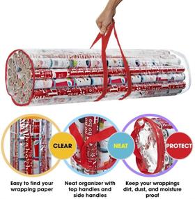 img 3 attached to 🎁 ProPik Gift Wrap Organizer: Wrapping Paper Storage Bag for 24 Rolls - 40 Inch Long Holiday Papers, Heavy Duty Clear PVC with Handles (Red & Clear)