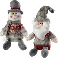 🎄 werchristmas sitting santa snowman christmas decorations, 27 cm - grey/red, set of 2: festive holiday ornaments for home décor логотип