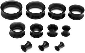 img 1 attached to 👂 PiercingJ 22pcs 8G-3/4 Ultra Thin Silicone Double Flared Flexible Tunnel Ear Stretching Plug Gauge Set - 11 Pairs