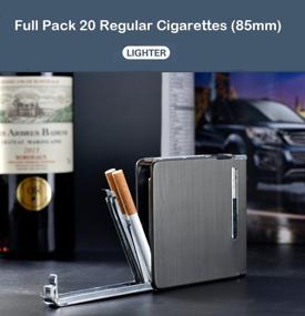 img 1 attached to 🚭 Moonwbak Full Pack 20 Regular Cigarettes Case/Box with USB Rechargeable Lighter, Flameless Windproof Electric Lighter - Brushed Black (Small)