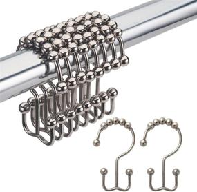 img 4 attached to 🚿 Rust-Resistant Amazer Shower Curtain Rings - Double Metal Shower Hooks for Rolling Shower Curtains, Bathroom Shower Rings for Curtain Rod - Nickel Finish, Set of 12 Rings