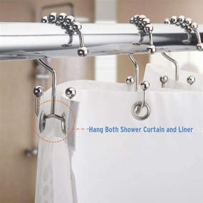 img 1 attached to 🚿 Rust-Resistant Amazer Shower Curtain Rings - Double Metal Shower Hooks for Rolling Shower Curtains, Bathroom Shower Rings for Curtain Rod - Nickel Finish, Set of 12 Rings