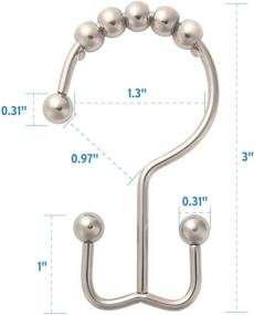 img 3 attached to 🚿 Rust-Resistant Amazer Shower Curtain Rings - Double Metal Shower Hooks for Rolling Shower Curtains, Bathroom Shower Rings for Curtain Rod - Nickel Finish, Set of 12 Rings