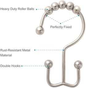 img 2 attached to 🚿 Rust-Resistant Amazer Shower Curtain Rings - Double Metal Shower Hooks for Rolling Shower Curtains, Bathroom Shower Rings for Curtain Rod - Nickel Finish, Set of 12 Rings