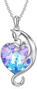 img 4 attached to 💎 Sterling Silver Animal Pendant Necklace with Heart Crystal from Austria - Ideal Birthday, Christmas Jewelry Gifts for Women and Girls