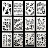 🖌️ 12pc plastic painting stencils set for planner, notebook, diary, scrapbook diy craft - journal drawing templates logo