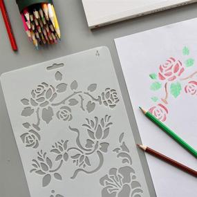 img 1 attached to 🖌️ 12pc Plastic Painting Stencils Set for Planner, Notebook, Diary, Scrapbook DIY Craft - Journal Drawing Templates