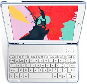 img 3 attached to 📱 KenKe iPad Mini 4/5 Keyboard Case with Pencil Holder - Detachable Wireless Bluetooth Cover for 7.9 Inch iPad Mini 4th/5th Gen - White Ice