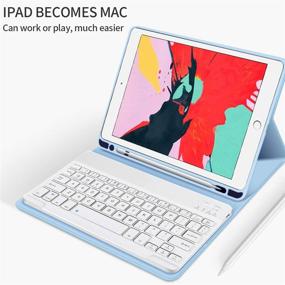 img 2 attached to 📱 KenKe iPad Mini 4/5 Keyboard Case with Pencil Holder - Detachable Wireless Bluetooth Cover for 7.9 Inch iPad Mini 4th/5th Gen - White Ice