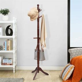 img 3 attached to 🧥 Tangkula Wood Coat Rack: Height Adjustable Entryway Coat Stand with 9 Hooks & Stable Tri-Legged Base for Home Office Hall Entryway