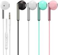 sanluba 4 pack wired earbuds: microphone, 3.5mm, heavy bass, noise isolation, volume control - compatible with iphone 6 plus, samsung android, mp3 logo