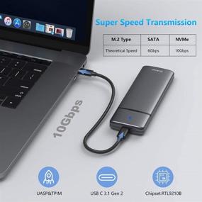 img 3 attached to 🔌 M.2 NVME NGFF SSD Enclosure Adapter Tool-Free: RTL9210B Chips, USB C 3.1 Gen 2 10Gbps NVME, 6Gbps SATA PCIe M-Key(B+M Key), Supports UASP Trim, SSD Size 2230/2242/2260/2280