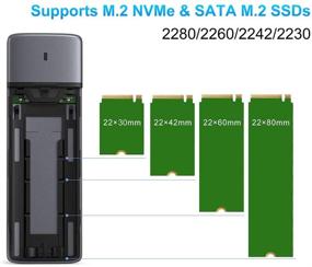 img 1 attached to 🔌 M.2 NVME NGFF SSD Enclosure Adapter Tool-Free: RTL9210B Chips, USB C 3.1 Gen 2 10Gbps NVME, 6Gbps SATA PCIe M-Key(B+M Key), Supports UASP Trim, SSD Size 2230/2242/2260/2280