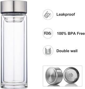 img 2 attached to ☕ PARACITY Double Wall Borosilicate Glass Tea Infuser Bottle - Leakproof Water Bottle with Strainer for Loose Leaf Tea, Beverage, and Coffee - 12 OZ/350ML Travel Mug