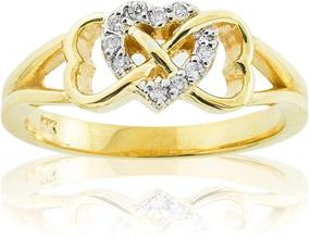 img 4 attached to 💍 10k Yellow Gold Triple Heart Diamond Infinity Ring