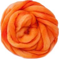 🧶 hand dyed wool roving: bfl combed top, super soft and pre-drafted for easy hand spinning. artisan craft fiber perfect for felting, weaving, wall hangings, and embellishments. 1 ounce - vibrant orange color. logo