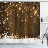 🎄 ambesonne christmas shower curtain with snowflakes - cloth fabric bathroom decor set, 70" long + hooks logo