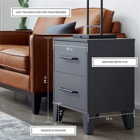 img 3 attached to Enhance Your Bedroom with the Edenbrook Daley Two Drawer Nightstand - Modern Design, Easy Assembly, Grey Dresser