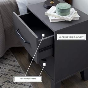 img 2 attached to Enhance Your Bedroom with the Edenbrook Daley Two Drawer Nightstand - Modern Design, Easy Assembly, Grey Dresser